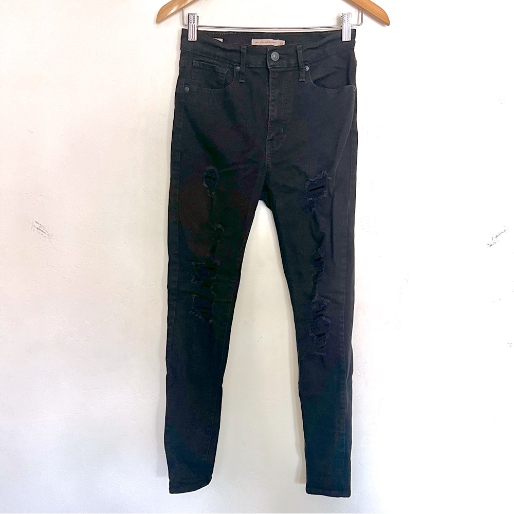 Levi’s Mile High Super Skinny Distressed Black Jeans